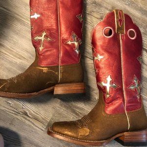 Ariat Rancharo Hot Pink Gold Paint Splatter Boots